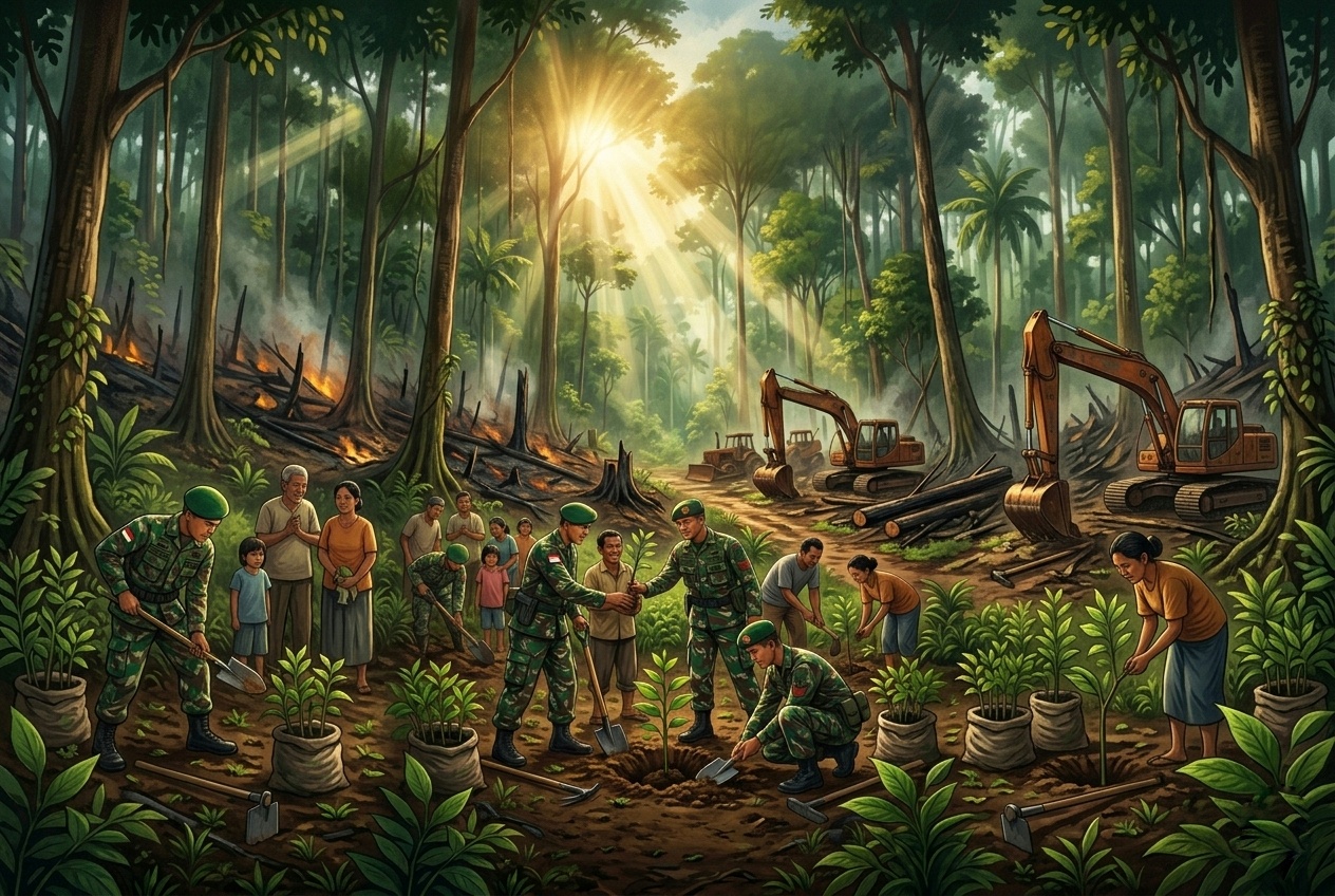 Menimbang Keterlibatan TNI dalam Satgas PKH untuk Penataan Kawasan Hutan Indonesia